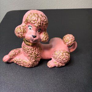 1950's Pink & Gold Poodle Ceramic Figurine